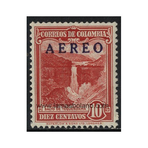 SELLOS DE COLOMBIA 1954 - SALTO DE TEQUENDAMA - 1 VALOR SOBRECARGADO - AEREO