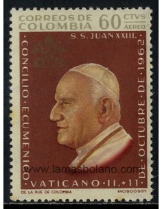 SELLOS DE COLOMBIA 1963 - JUAN XXIII - CONCILIO ECUMENICO - 1 VALOR - AEREO