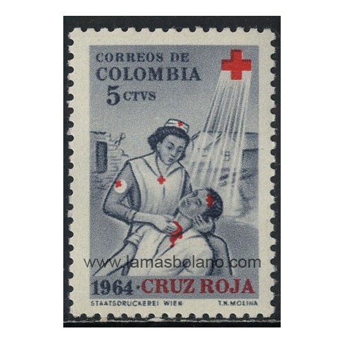SELLOS DE COLOMBIA 1965 - CRUZ ROJA - 1 VALOR - BENEFICENCIA
