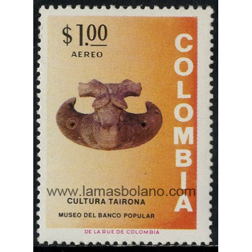 SELLOS DE COLOMBIA 1973 - CERAMICA PRECOLOMBINA - 1 VALOR - AEREO