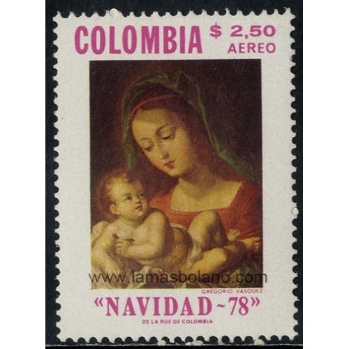 SELLOS DE COLOMBIA 1978 - NAVIDAD - PINTURA DE G.V. DE ARCE Y CEBALLOS - 1 VALOR - AEREO