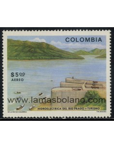 SELLOS DE COLOMBIA 1979 - CENTRAL HIDROELECTRICA DE RIO PRADO DEPARTAMENTO DE TOLIMA - 1 VALOR - AEREO