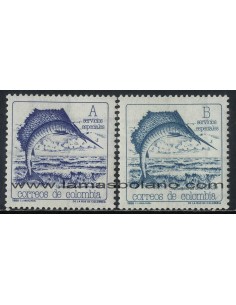 SELLOS DE COLOMBIA 1988 - FAUNA MARINA - SERVICIOS ESPECIALES CERTIFICADAS Y ACUSE DE RECIBO