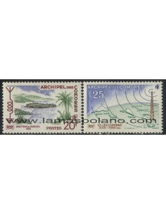 SELLOS DE COMORES 1960 - INAUGURACION DE LA RADIODIFUSION EN EL ARCHIPIELAGO - 2 VALORES - CORREO