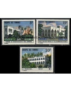 SELLOS DE COMORES 1973 - EDIFICIOS ADMINISTRATIVOS - 3 VALORES - CORREO