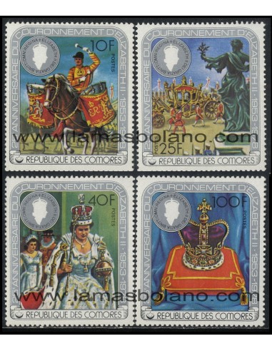 SELLOS DE COMORES 1978 - 25 ANIVERSARIO DE LA CORONACION DE ELIZABETH II DE INGLATERRA - 4 VALORES - CORREO