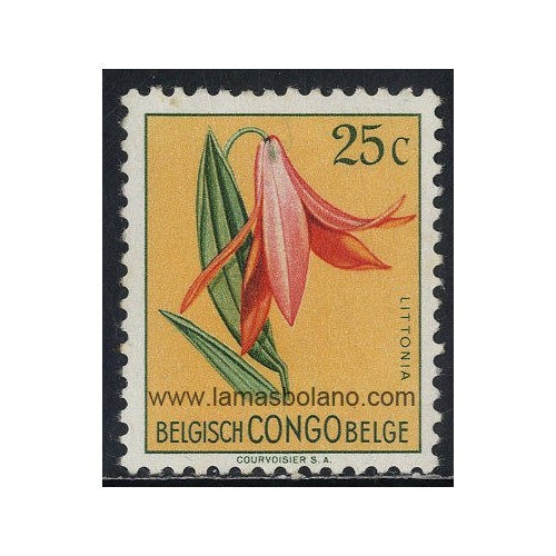 SELLOS DE CONGO BELGA 1952 - FLORES - LITTONIA - 1 VALOR - CORREO