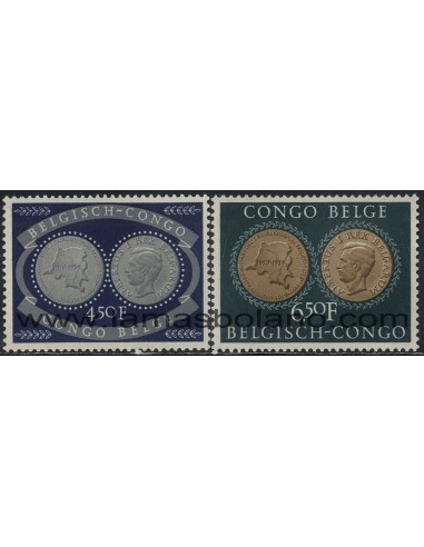 SELLOS DE CONGO BELGA 1954 - INSTITUTO REAL COLONIAL BELGA 76 ANIVERSARIO - 2 VALORES - CORREO