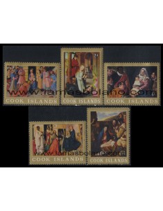 SELLOS DE ISLAS COOK 1966 - NAVIDAD - PINTURAS - 5 VALORES - CORREO