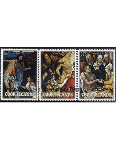SELLOS DE ISLAS COOK 1973 - PASCUA DE RESURRECCION - PASCUA - 3 VALORES - CORREO