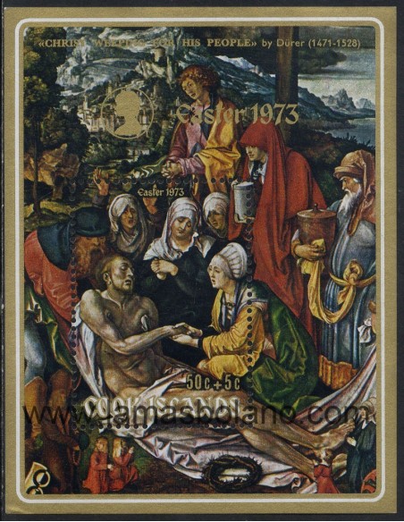 SELLOS DE ISLAS COOK 1973 - PASCUA DE RESURRECCION - PINTURAS RELIGIOSAS - 3 HOJITAS BLOQUE