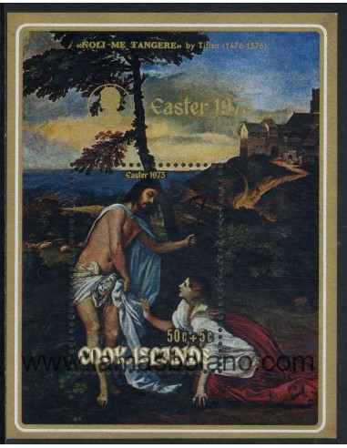 SELLOS DE ISLAS COOK 1973 - PASCUA DE RESURRECCION - PINTURAS RELIGIOSAS - 3 HOJITAS BLOQUE