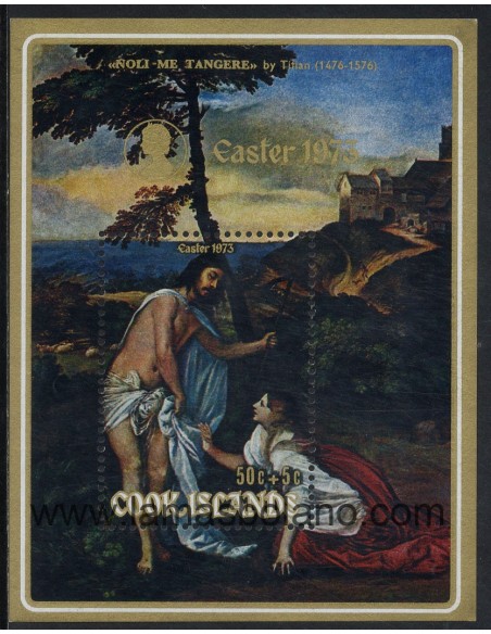 SELLOS DE ISLAS COOK 1973 - PASCUA DE RESURRECCION - PINTURAS RELIGIOSAS - 3 HOJITAS BLOQUE