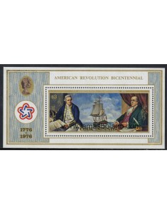 SELLOS DE ISLAS COOK 1976  - BICENTENARIO DE LA INDEPENDENCIA DE LOS ESTADOS UNIDOS - HOJITA BLOQUE
