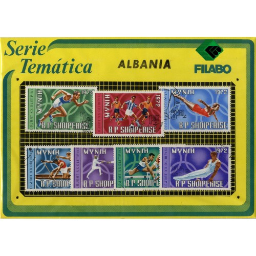 OLIMPIADAS (MUNICH'72) 7 SELLOS DE ALBANIA - GRAN CALIDAD Y MAGNIFICA PRESENTACION - PAQUETE SELLOS