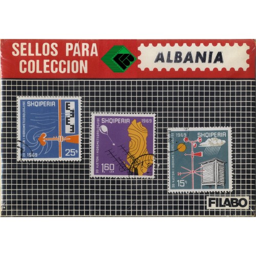 METEOROLOGIA 3 SELLOS DE ALBANIA - GRAN CALIDAD Y MAGNIFICA PRESENTACION - PAQUETE SELLOS