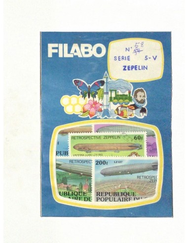 ZEPPELIN  5 SELLOS DE CONGO - GRAN CALIDAD Y MAGNIFICA PRESENTACION - PAQUETE SELLOS