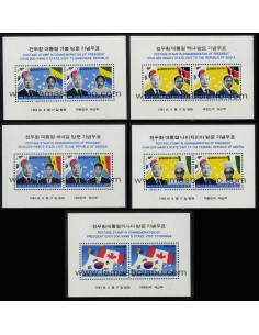 SELLOS DE COREA DEL SUR 1982 - VISITAS OFICIALES DEL PRESIDENTE CHUN DOO-HWAN - 5 HOJITAS BLOQUE