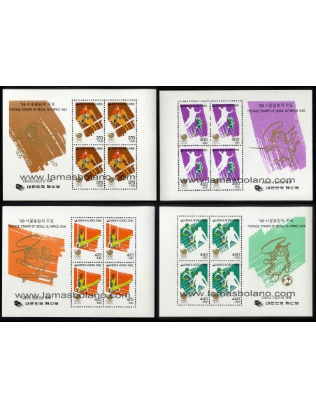 SELLOS DE COREA DEL SUR 1986 - SEOUL SEDE DE LOS JUEGOS OLIMPICOS DE 1988 - 4 HOJITAS BLOQUE