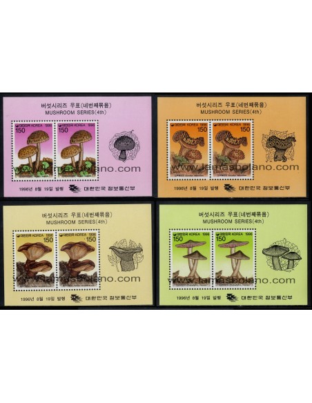 SELLOS DE COREA DEL SUR 1996 - SETAS - 4 HOJITAS BLOQUE