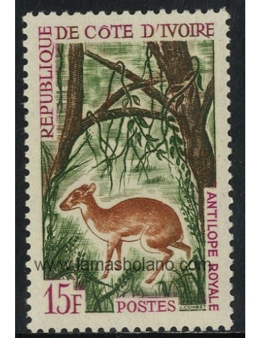 SELLOS DE COSTA DE MARFIL 1963 - CAZA Y TURISMO - ANTILOPE ROYAL - 1 VALOR - CORREO