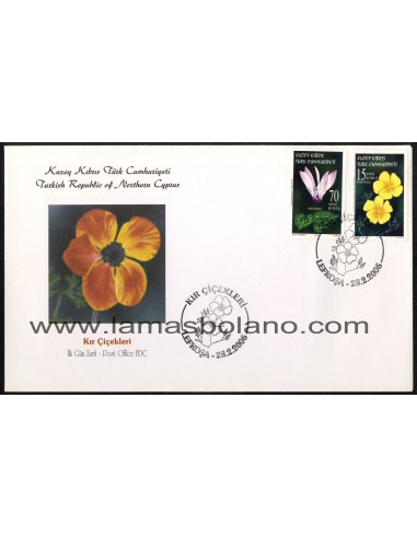 SELLOS DE CHIPRE TURCO 2006 - FLORES SALVAJES - 2 SOBRES PRIMER DÍA 