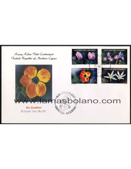 SELLOS DE CHIPRE TURCO 2006 - FLORES SALVAJES - 2 SOBRES PRIMER DÍA 