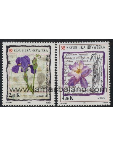 SELLOS CROACIA 1994 - FLORA - 2 VALORES - CORREO