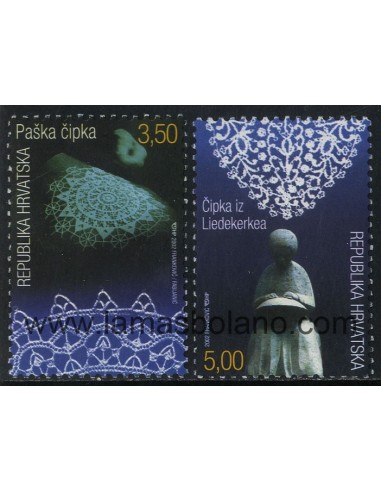 SELLOS CROACIA 2002 - ENCAJES - EMISION CONJUNTA CON BELGICA - 2 VALORES - CORREO