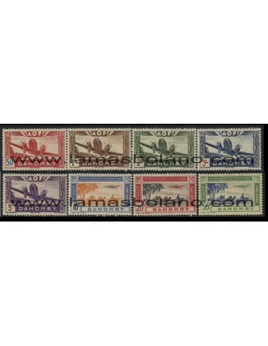 SELLOS DAHOMEY 1942 - AVIONES Y CAMELLOS - 8 VALORES FIJASELLO - AEREO