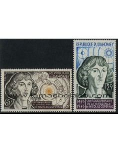SELLOS DAHOMEY 1973 - NICOLAS COPERNICO 500 ANIVERSARIO DEL NACIMIENTO - 2 VALORES - AEREO