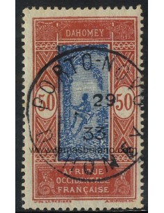 SELLOS DAHOMEY 1925 - COCOTERO - 1 VALOR MATASELLADO - CORREO