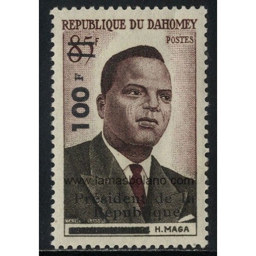 SELLOS DAHOMEY 1961 - ANIVERSARIO INDEPENDENCIA - ELECCION PRESIDENTE - 1 VALOR SEÑAL FIJASELLO SOBRECARGADO - CORREO