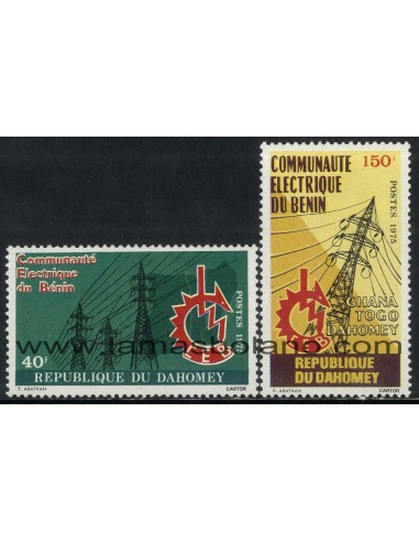 SELLOS DAHOMEY 1975 - COMUNIDAD ELECTRICA DE BENIN - 2 VALORES - CORREO