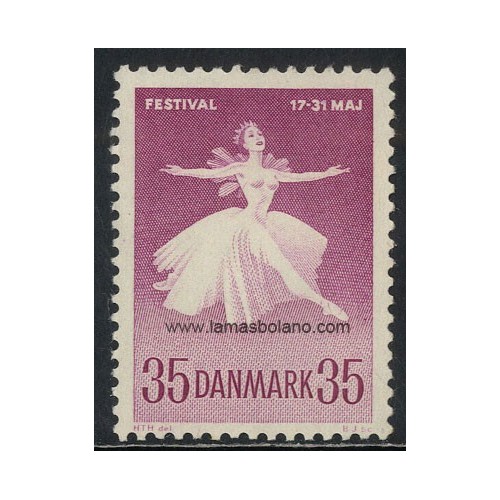 SELLOS DINAMARCA 1959 - BALLETS NACIONALES Y FESTIVAL DE MUSICA EN COPENHAGUE - 1 VALOR - CORREO