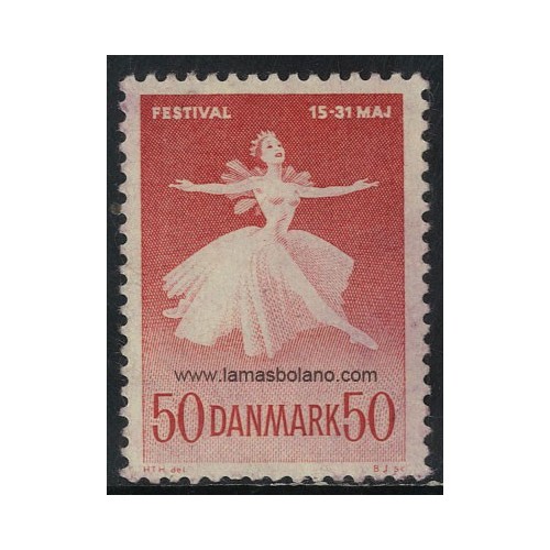 SELLOS DINAMARCA 1965 - BALLETS NACIONALES Y FESTIVAL DE MUSICA EN COPENHAGUE - 1 VALOR - CORREO