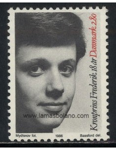 SELLOS DINAMARCA 1986 - PRINCIPE FREDERIK 18 ANIVERSARIO - 1 VALOR - CORREO