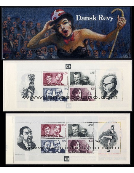 SELLOS DINAMARCA 1999 - 150 ANIVERSARIO DE LA PRIMERA REVISTA ARTISTICA DANESA - CARNET 8 VALORES - CORREO
