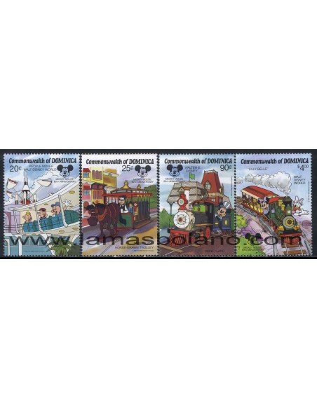 SELLOS DOMINICA 1987 - WALT DISNEY. 60º ANIVERSARIO MICKEY - 4 VALORES - CORREO 