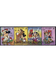 SELLOS GAMBIA 1992 - WALT DISNEY. GRANADA'92 - 4 VALORES - CORREO 
