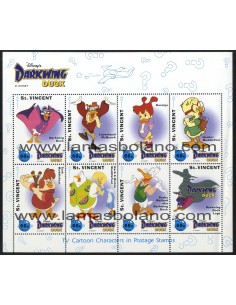 SELLOS SAN VICENTE 1993 - WALT DISNEY. EL PATO DARKWING - 8 VALORES EN HOJA BLOQUE - CORREO 
