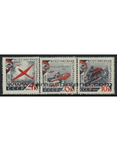 SELLOS RUSIA 1961 - SPARTAKIADAS SOVIETICAS DE DEPORTES TECNICOS - 3 VALORES - CORREO