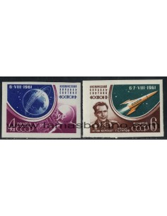 SELLOS RUSIA 1961 - HERMAN STEPANOVICH TITOV SEGUNDO COSMONAUTA - 2 VALORES SIN DENTAR - CORREO