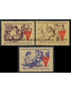 SELLOS RUSIA 1961 - JOVENES EQUIPOS DE TRABAJO - 3 VALORES - CORREO