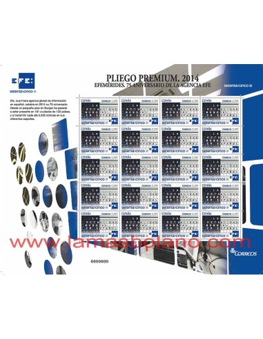 SELLOS ESPAÑA 2014 - 75 ANIVERSARIO DE LA AGENCIA EFE - PLIEGO PREMIUM - MHB