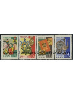SELLOS RUSIA 1963 - ARTESANIA ARTE DECORATIVO - 4 VALORES - CORREO
