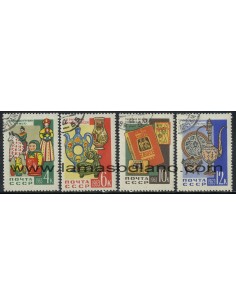 SELLOS RUSIA 1963 - ARTESANIA ARTE DECORATIVO - 4 VALORES MATASELLADOS - CORREO