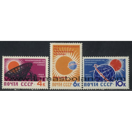 SELLOS RUSIA 1964 - AÑO GEOFISICO - 3 VALORES - CORREO