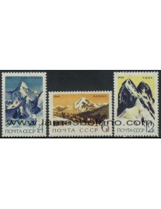 SELLOS RUSIA 1964 - DESARROLLO DEL ALPINISMO - 3 VALORES - CORREO