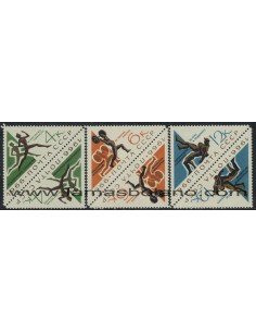 SELLOS RUSIA 1966 - DEPORTES - 3 VALORES TETE-BECHE - CORREO